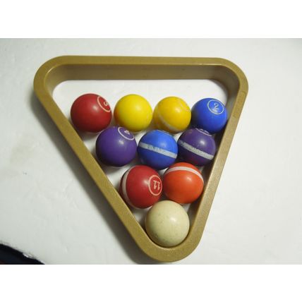 Vintage 1972 Milton Bradley Pivot Pool Tabletop Pieces 11 balls & rack
