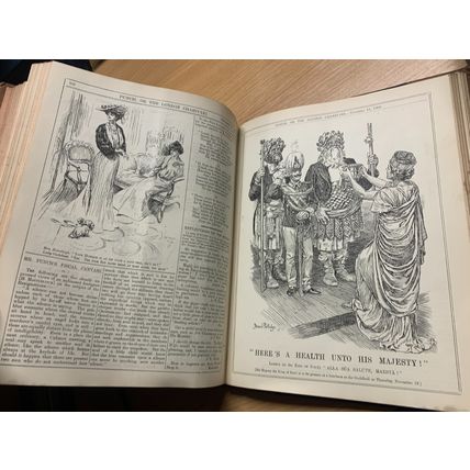 1903 PUNCH MAGAZINE BOUND VOLUMES HEAVY 2.9kg LEATHER ANTIQUE BOOK (P14)
