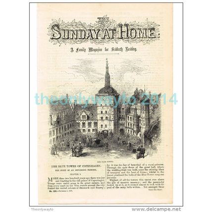 BLUE TOWER, COPENHAGEN, DENMARK, BOOK ILLUSTRATION/PRINT, 1877