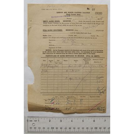 1945 London & North Eastern Railway empty & full sacks hired Waterhouses