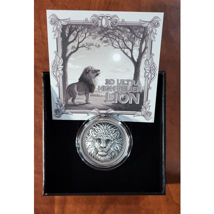 1 Oz Silver Collectible 2025 3D Ultra High Relief Lion Serial # 105 Of 300