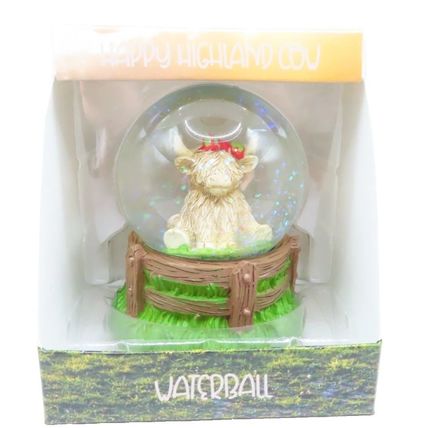 Highland Cow Snow Globe Glitter Wearing a Beret 9 CM Gift Home Deor