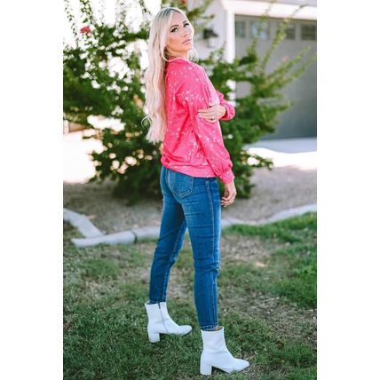 Rose Tie Dye Long Sleeve Pullover Sweatshirt