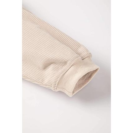 Smoke Gray Ribbed Corduroy Oversized Sweatshirt