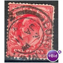 GB stamps 1902-10 KEV11 - 1d SG219 London 19