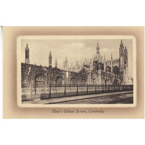 Sepia Postcard - King's College Screen & Chapel Cambridge England - Valentine's