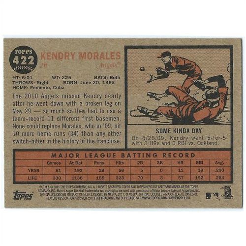 2011 Topps Heritage - #422 - Kendry Morales