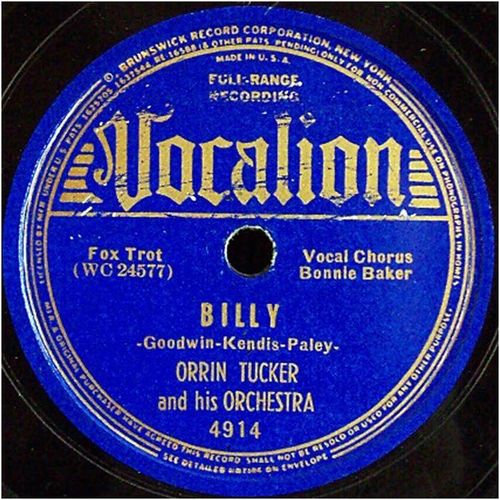 Vocalion 78 #4914 - Orrin Tucker Orchestra - "Everybody Loves My Baby" & "Billy"