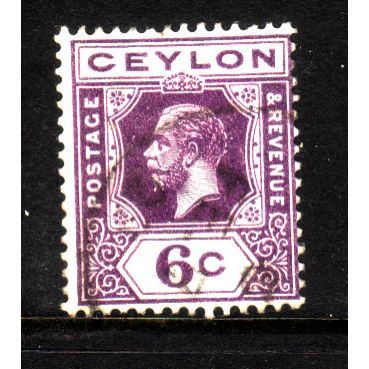 CEYLON 1922 SG343 6c BRIGHT VIOLET FINE USED