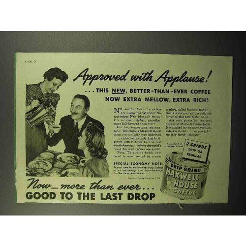 1940 Maxwell House Coffee Ad - Approved with Applause