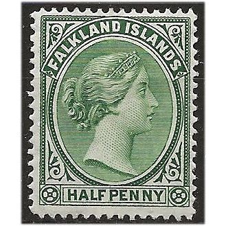 Falkland Islands 1891 SG15 1/2d Blue-Green Mounted Mint . ..