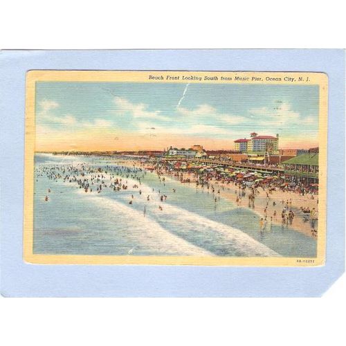 New Jersey Ocean City Beach Front Looking South From Music Pier~622