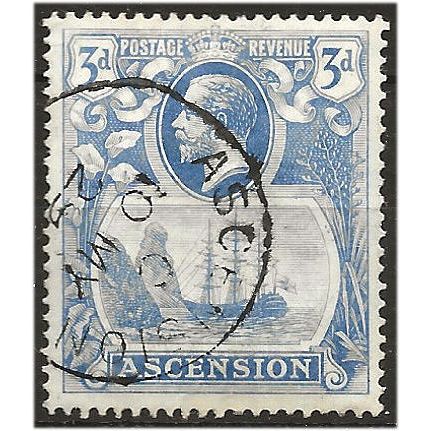 Ascension Island 1924 SG14 3d Blue FIne Used . ..