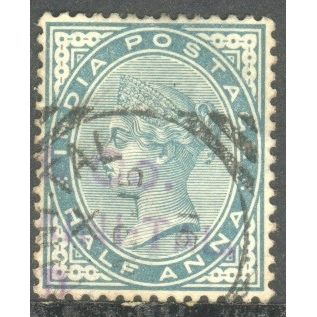 India stamps 1882 - SG 84 - QV ½a green used 7