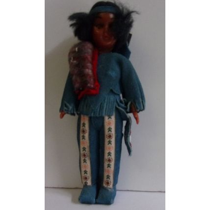 VINTAGE ' NATIVE AMERICAN ' Doll / Figure in Blue Buckskin