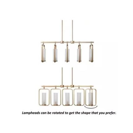 Uolfin Transitional Kitchen Island Gold Chandelier 5-Light Hanging Ceiling Light