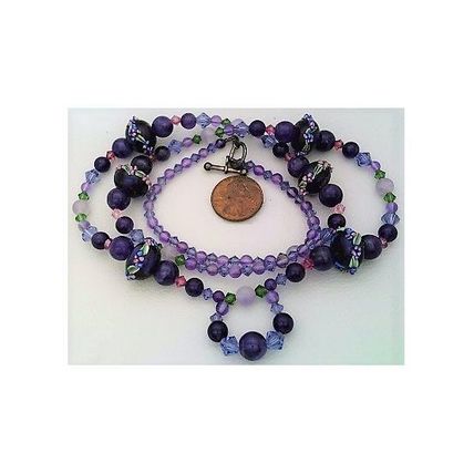 Art Glass Amethyst Beaded Gemstone Necklace