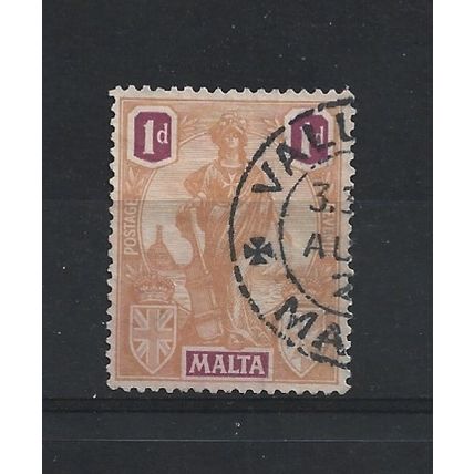 Malta.SG125 1d Orange and Purple.Fine Used.Apr25j