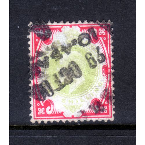 GREAT BRITAIN 1902 EDWARD VII SG 257 1s DULL GREEN & CARMINE FINE USED#8
