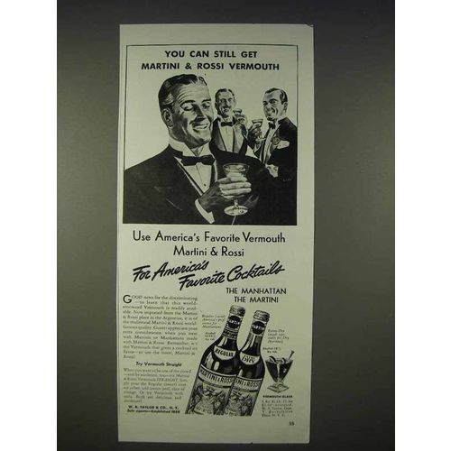 1940 Martini & Rossi Vermouth Ad - You Can Still Get