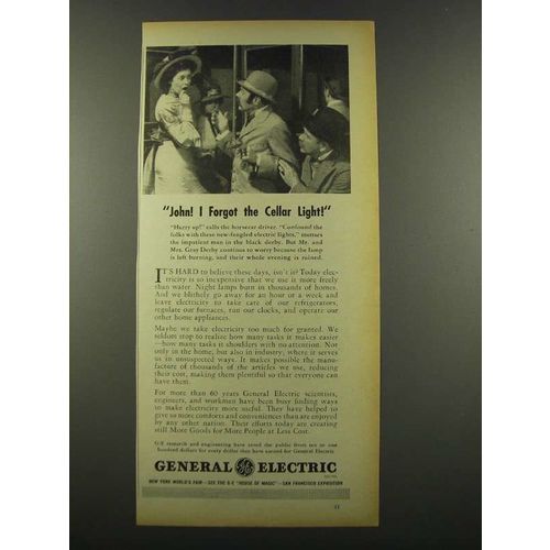 1940 General Electric Ad - I forgot the Cellar Light!