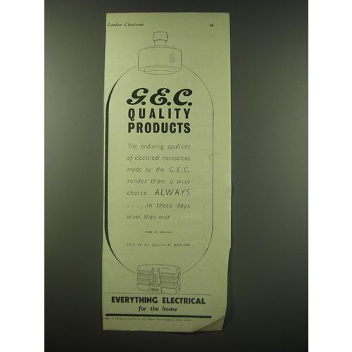 1940 G.E.C. Electrical Products Ad - G.E.C. quality products