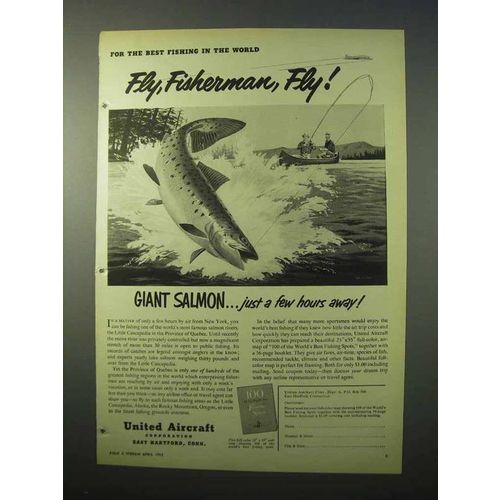 1951 United Aircraft Ad - Fly, Fisherman, Fly!