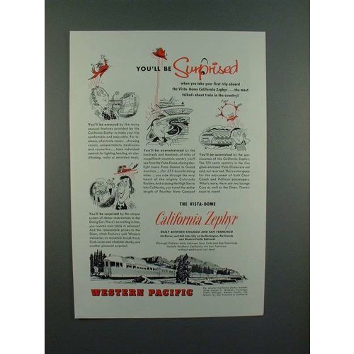 1953 Western Pacific California Zephyr Train Ad - You'll be Surprised