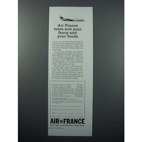 1959 Air France Ad - Suit Your Fancy and Funds