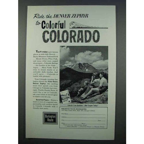 1962 Burlington Route Railroad Ad - Colorful Colorado