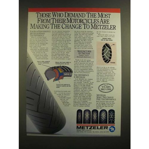 1988 Metzeler Motorcycle Tires Ad - Those Who Demand The Most