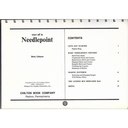 Start Off in Needlepoint 1974 Chilton Stand Up Book Company by Betty Gilmore