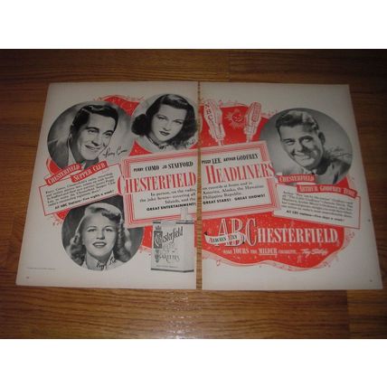 1948 Chesterfield Cigarettes Ad - Perry Como Jo Stafford Peggy Lee Godfrey