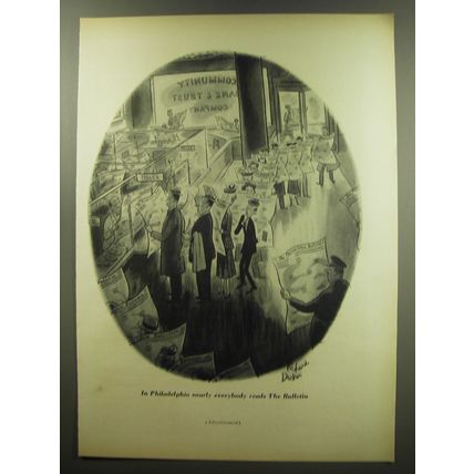 1949 The Philadelphia Bulletin Ad - cartoon by Richard Decker - Community Bank