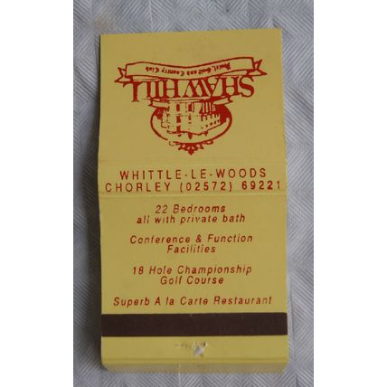 Matchbook cover Shaw Hill Hotels Golf & Country Club, Whittle - Le - Woods