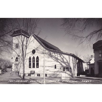 Methodist Church Piper City Illinois Real Photo Vintage Postcard