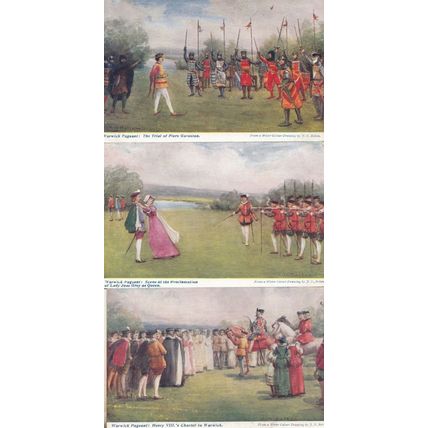 Warwick Pageant incl Lady Jane Grey Henry VIII 3x Antique Postcard s