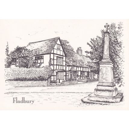 Fladbury Worcestershire Post Office Painting Postcard