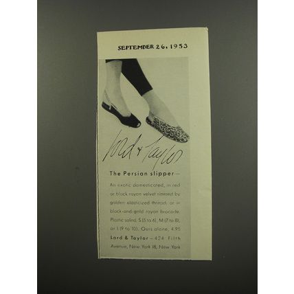 1953 Lord & Taylor Persian Slipper Advertisement