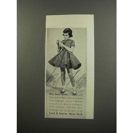 1953 Lord & Taylor Dress Ad - Her best bows