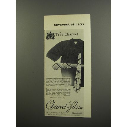 1953 Charvet et Fils Polo Shirt and Ties Advertisement - Tres Charvet