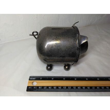 Tin/Metal Piggy Bank Curly Tail - Oneida Silversmiths 5 1/2" x 4" - Adorable!