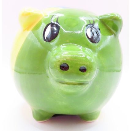 Piggybank Floral Multicoloured Ceramic Money Box 9 CM Gift Home Decor Savings