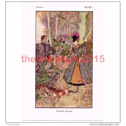 Queen Elizabeth 1st Hunting, Book Illustration (Print), c1950