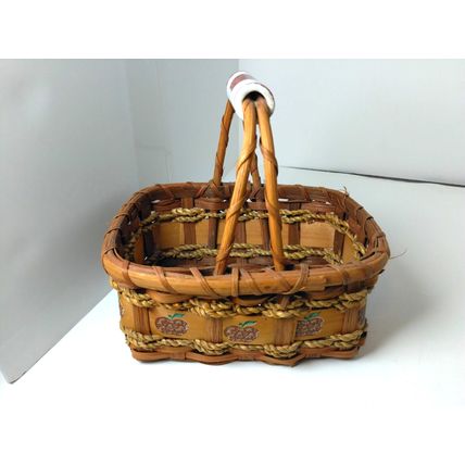 Small Apple Basket w/ Porcelain Handle - Rope Weave - Farmhouse Decor Beautiful