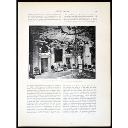 DRAWING ROOM IN THE PALAZZO ALBRIZZI 1893 San Polo Venice PRINT
