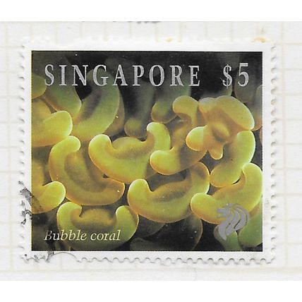 SINGAPORE 1994 LIFE IN CORAL REEF BUBBLE $5 PLAIN USED