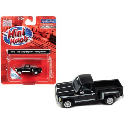 1976 Chevrolet Stepside Pickup Truck Midnight Black with White Stripes 1/87 (...
