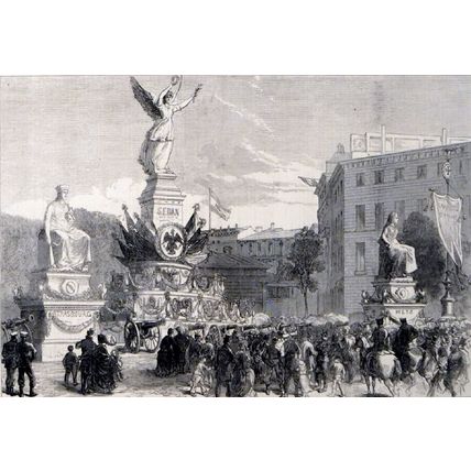 MILITARY TRIUMPH AT BERLIN: THE SEDAN TROPHY 1871 VICTORIAN ENGRAVING