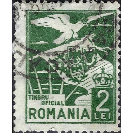 ROMANIA, Official, Eagle, dark green 1930, 2Lei